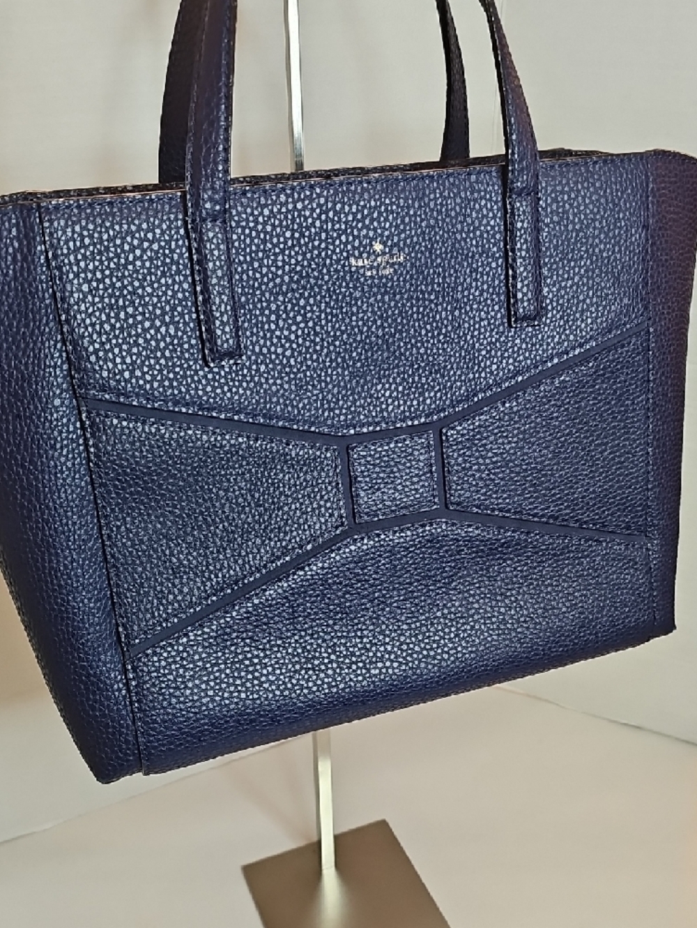 kate spade navy pebbled leather bow-detail tote - Picture 2 of 12